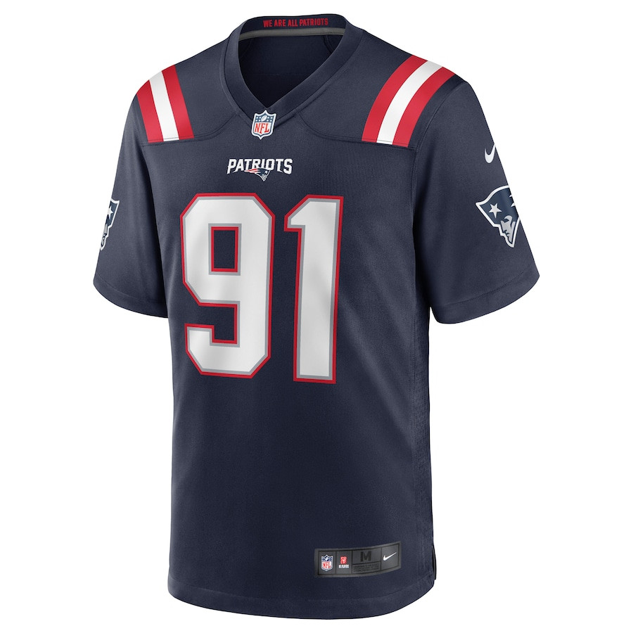 Deatrich Wise Jr. 91 New England Patriots Game Navy NFL Jersey Men's