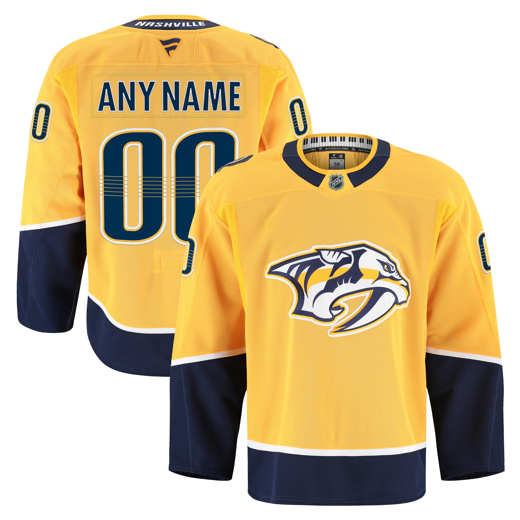 Nashville Predators Gold Home Pro Custom NHL Jersey Men's