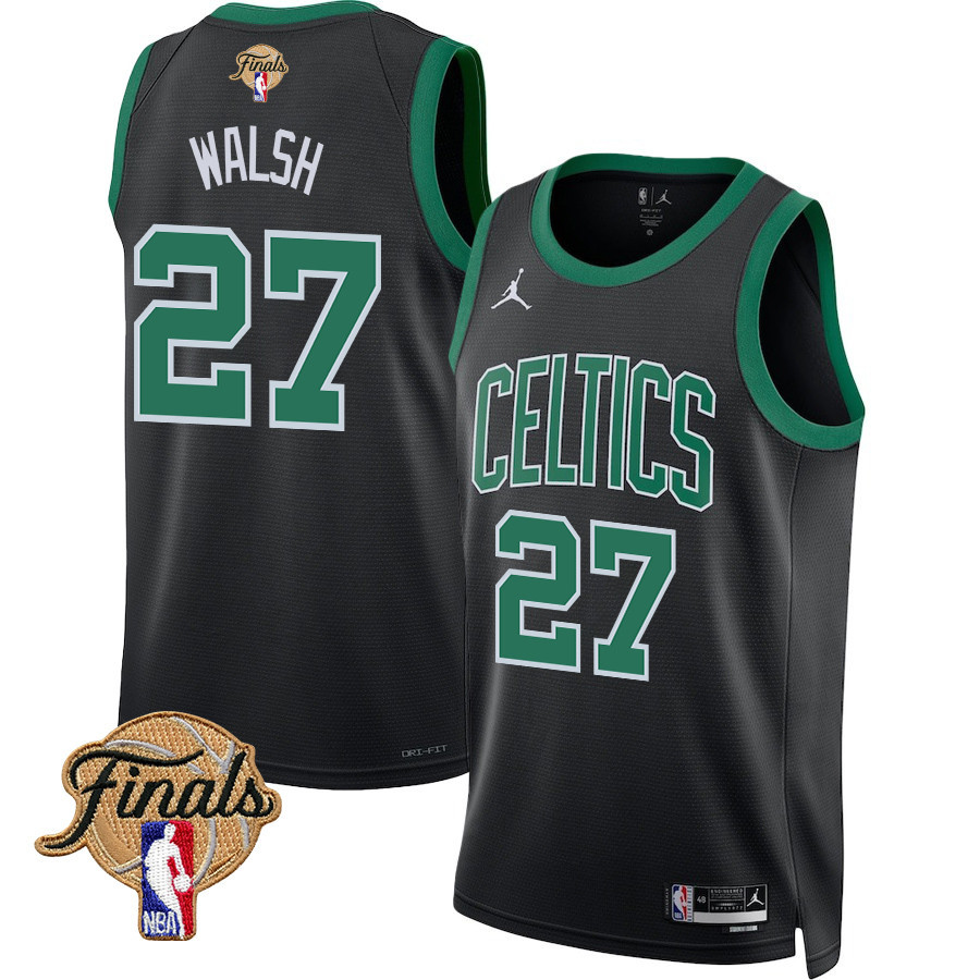 Jordan Walsh 27 Boston Celtics 2024 FINALS PATCH Swingman Statement Edition Black NBA Jersey Men's