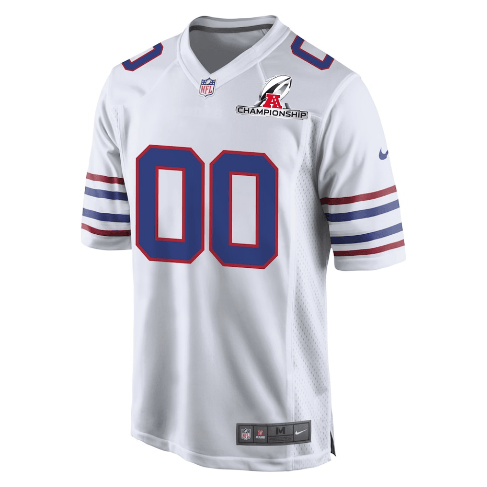 Buffalo Bills AFC Championship Patch Game Custom White NFL Jersey Men's