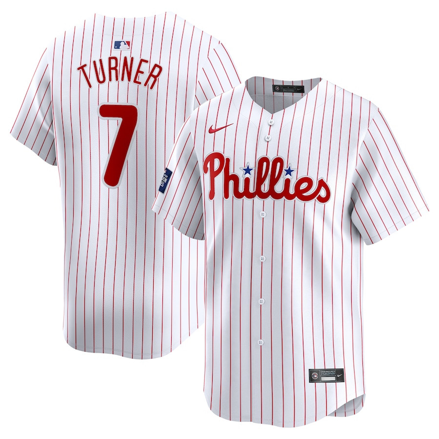 Trea Turner 7 Philadelphia Phillies 2024 World Tour London Series Home Limited Player White MLB Jersey Men's