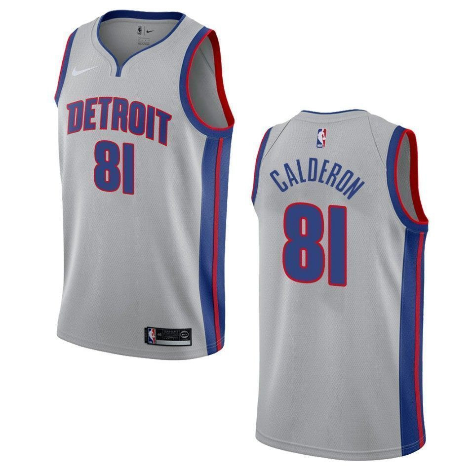Detroit Pistons 81 Jose Calderon Statement Swingman Gray NBA Jersey Men's