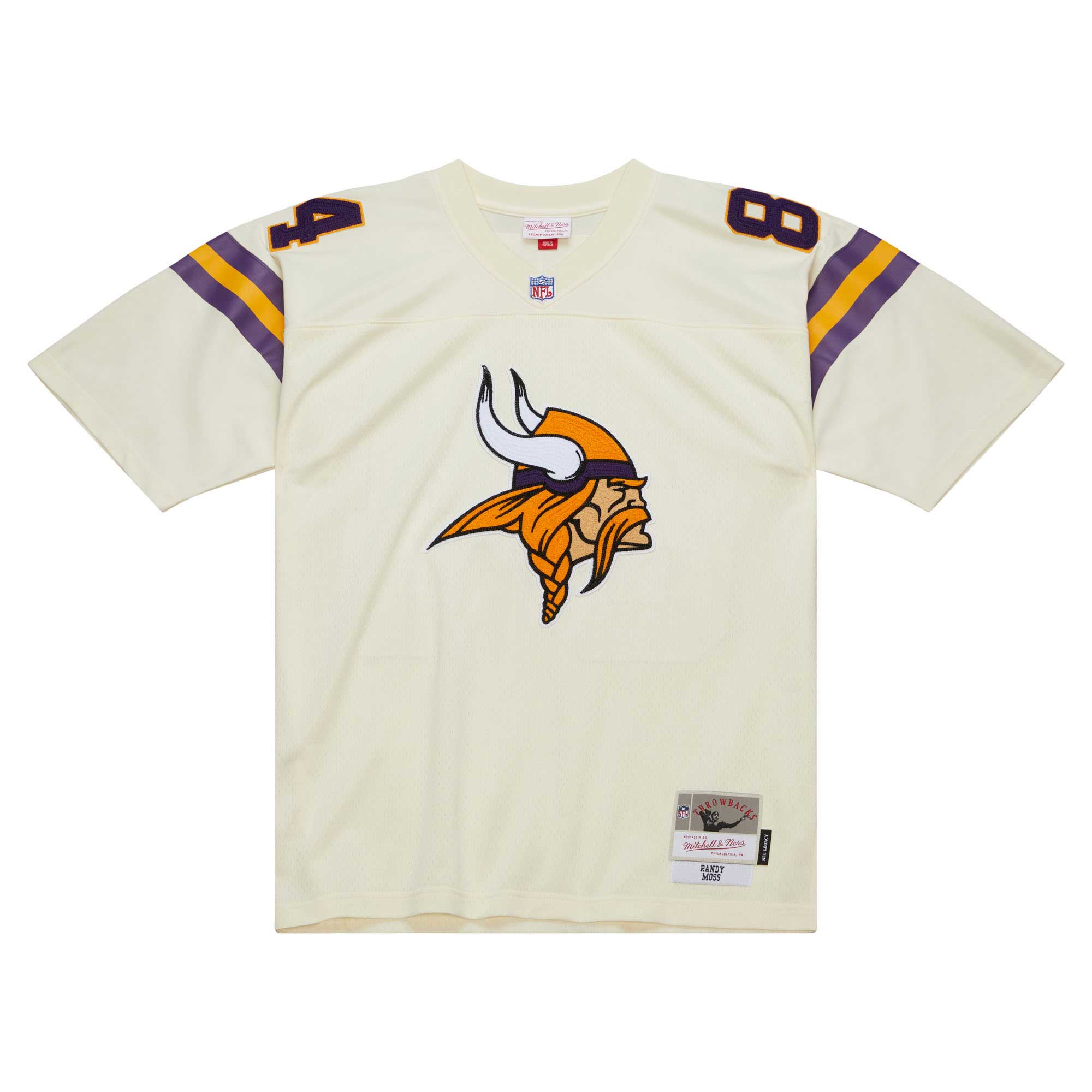 Minnesota Vikings Randy Moss Mitchell Ness Cream Chainstitch Legacy NFL Jersey Men's