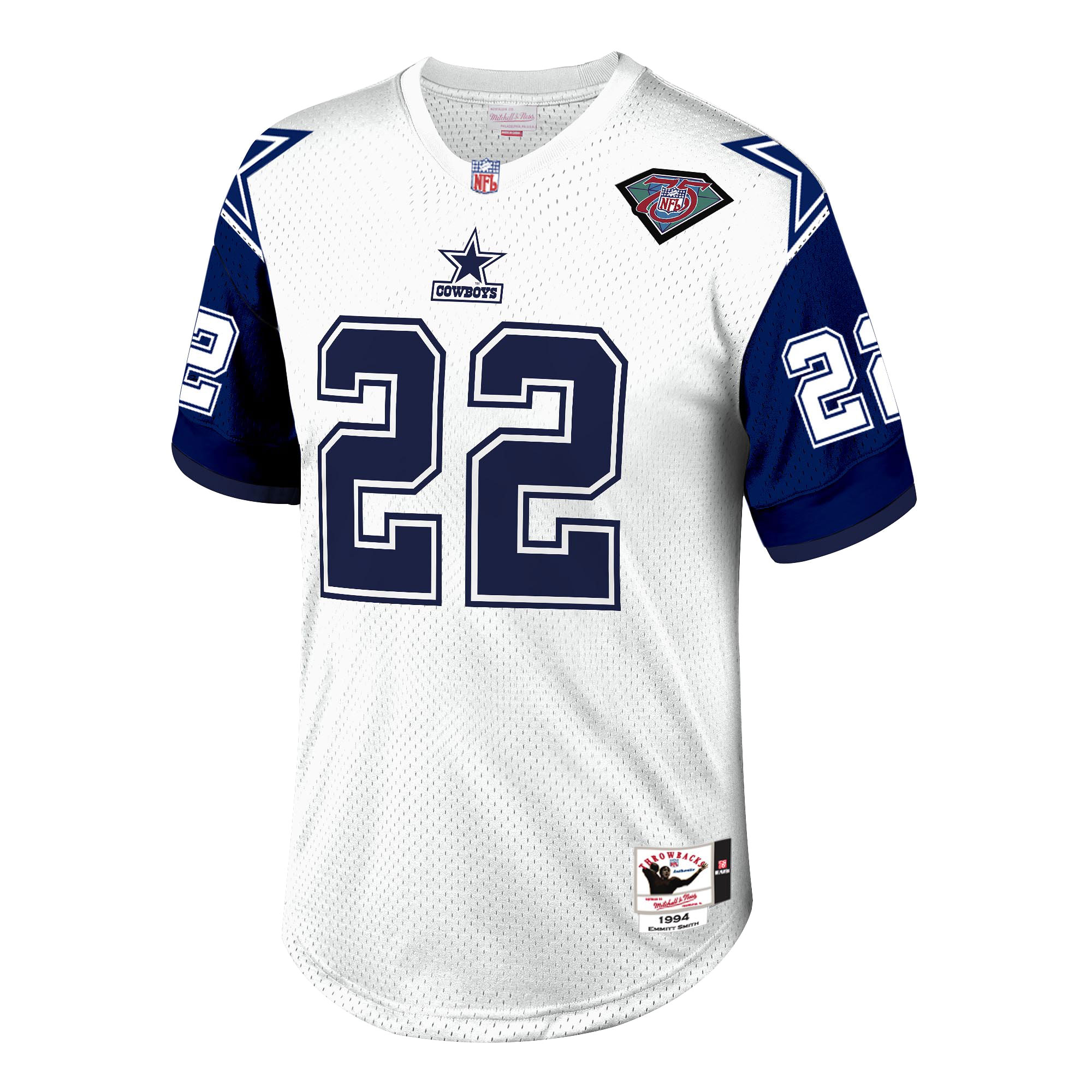 Dallas Cowboys 1996 Emmitt Smith Mitchell Ness White Throwback Retired Player NFL Jersey Men's