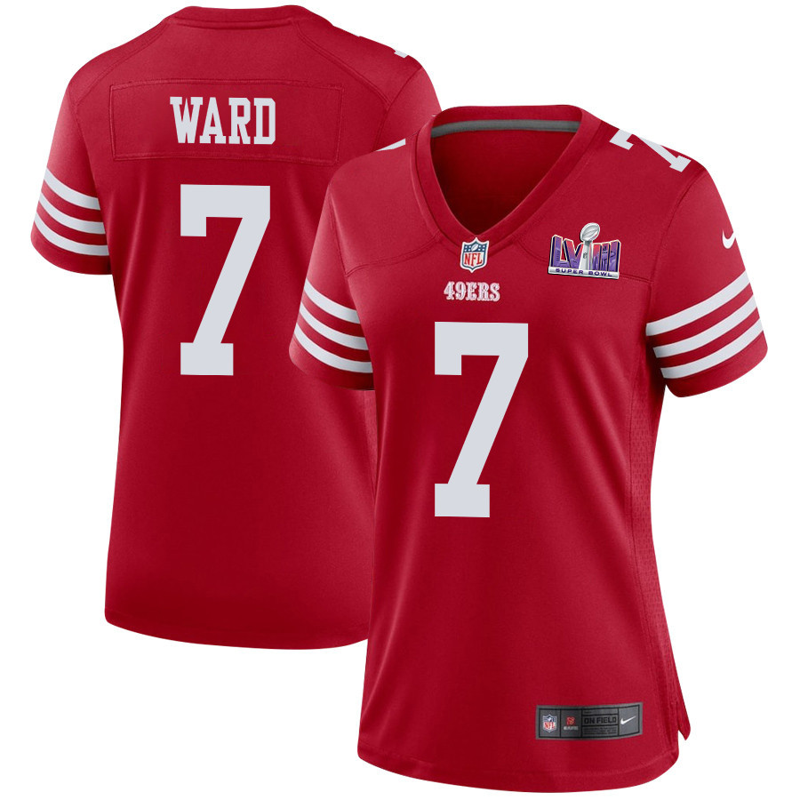 Charvarius Ward 7 San Francisco 49ers Super Bowl LVIII Patch Game Scarlet NFL Jersey Women's