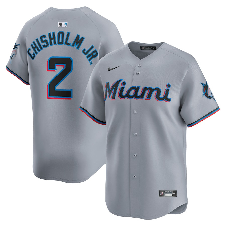 Jazz Chisholm Jr. 2 Miami Marlins Road Limited Gray MLB Jersey Men's