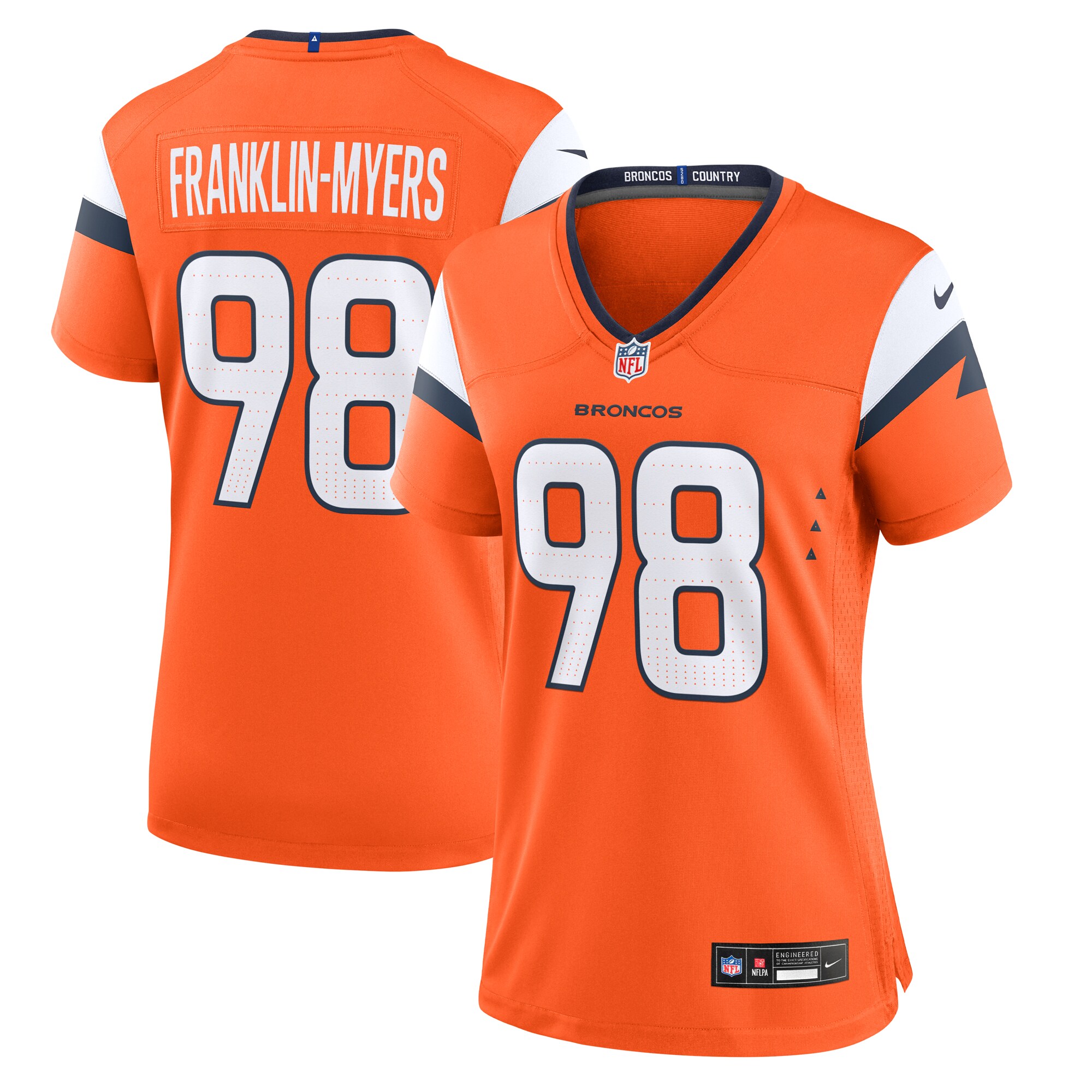 Denver Broncos John Franklin-Myers Orange Team Game NFL Jersey Women's