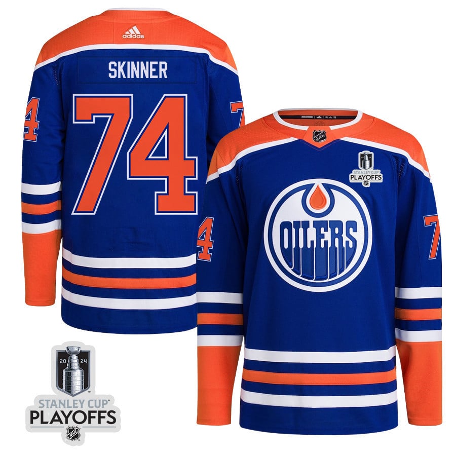 Stuart Skinner 74 Edmonton Oilers 2024 Playoffs Patch Home Men NHL Jersey Men's