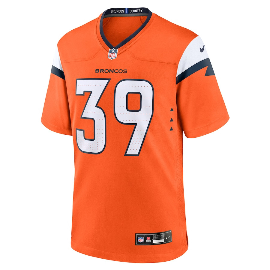 Levi Wallace 39 Denver Broncos Team Game Orange NFL Jersey Men's