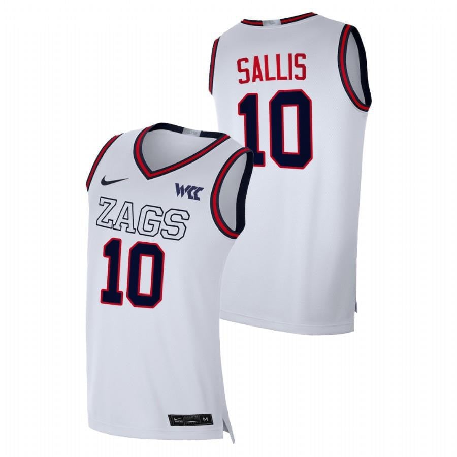 Gonzaga Bulldogs Hunter Sallis 10 202 White College NCAA Jersey Men's