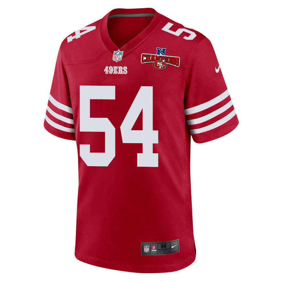 Fred Warner 54 San Francisco 49ers NFC Champions Patch Game Scarlet NFL Jersey Men's