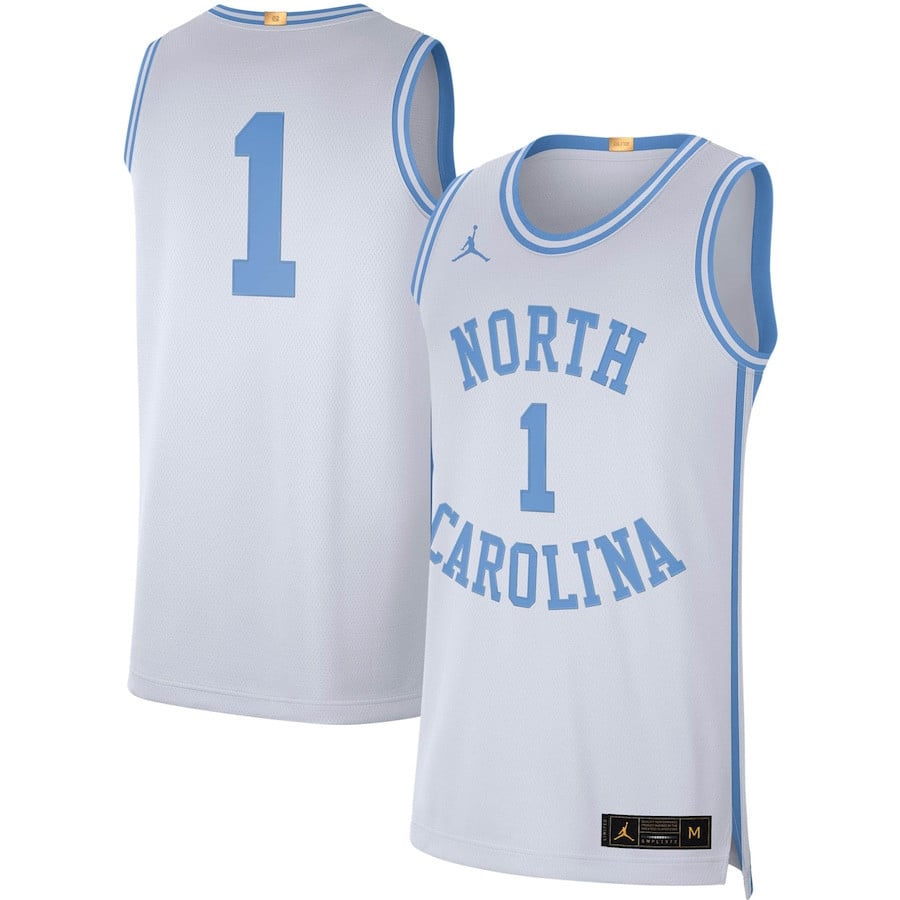North Carolina Tar Heels Retro Limited White #1 NCAA Jersey Men's