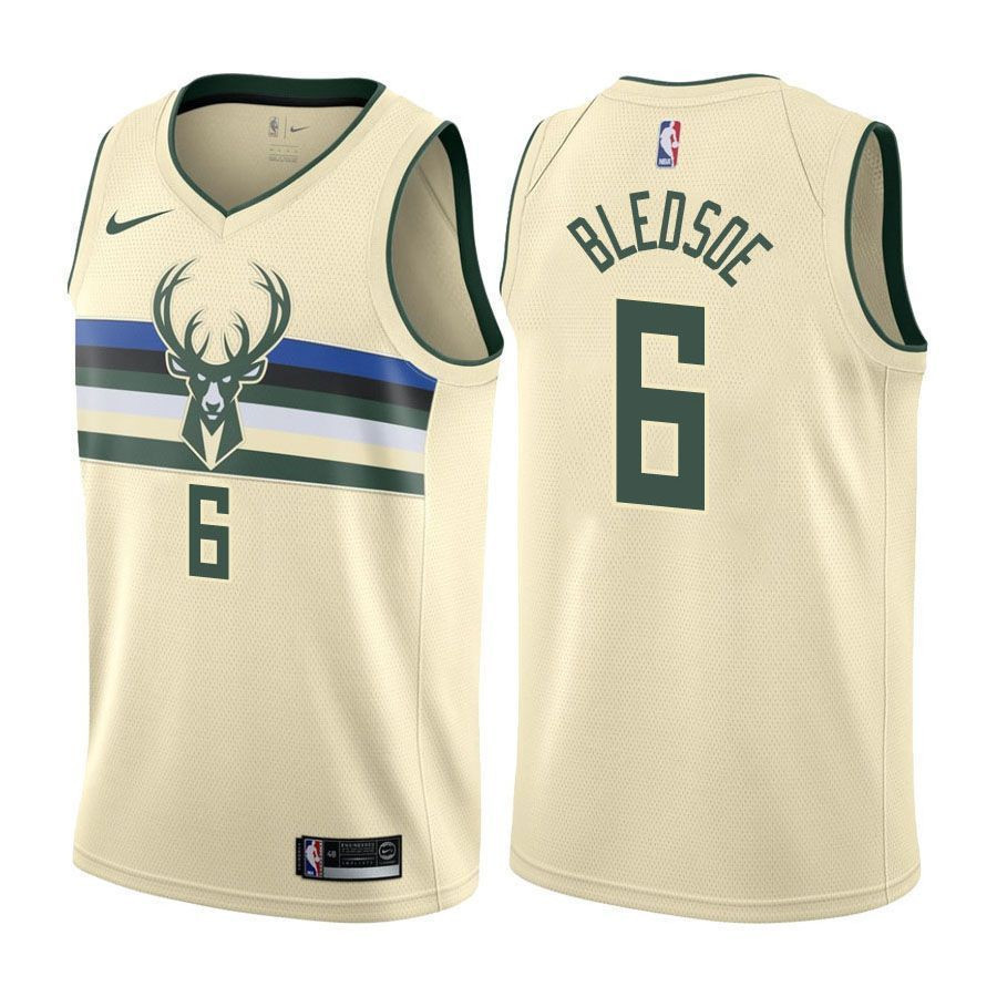 Milwaukee Bucks Eric Bledsoe 6 City Edition Cream NBA Jersey Men's