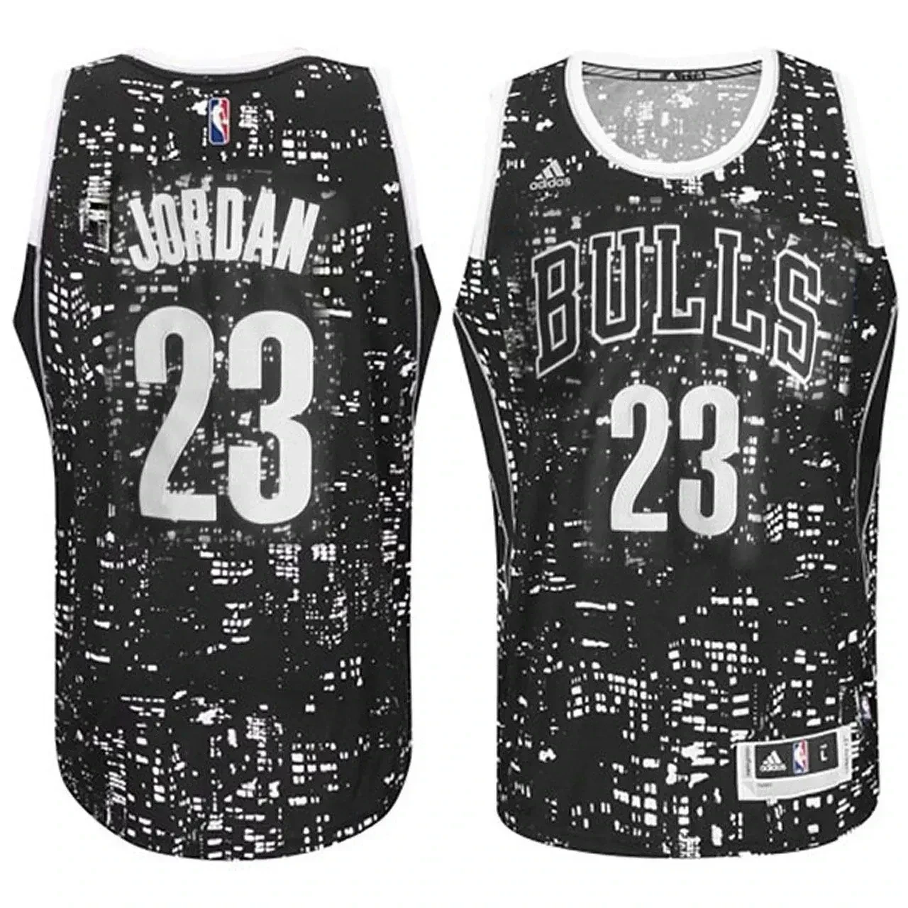 Chicago Bulls 23 Michael Jordan City Lights Black Swingman NBA Jersey Men's