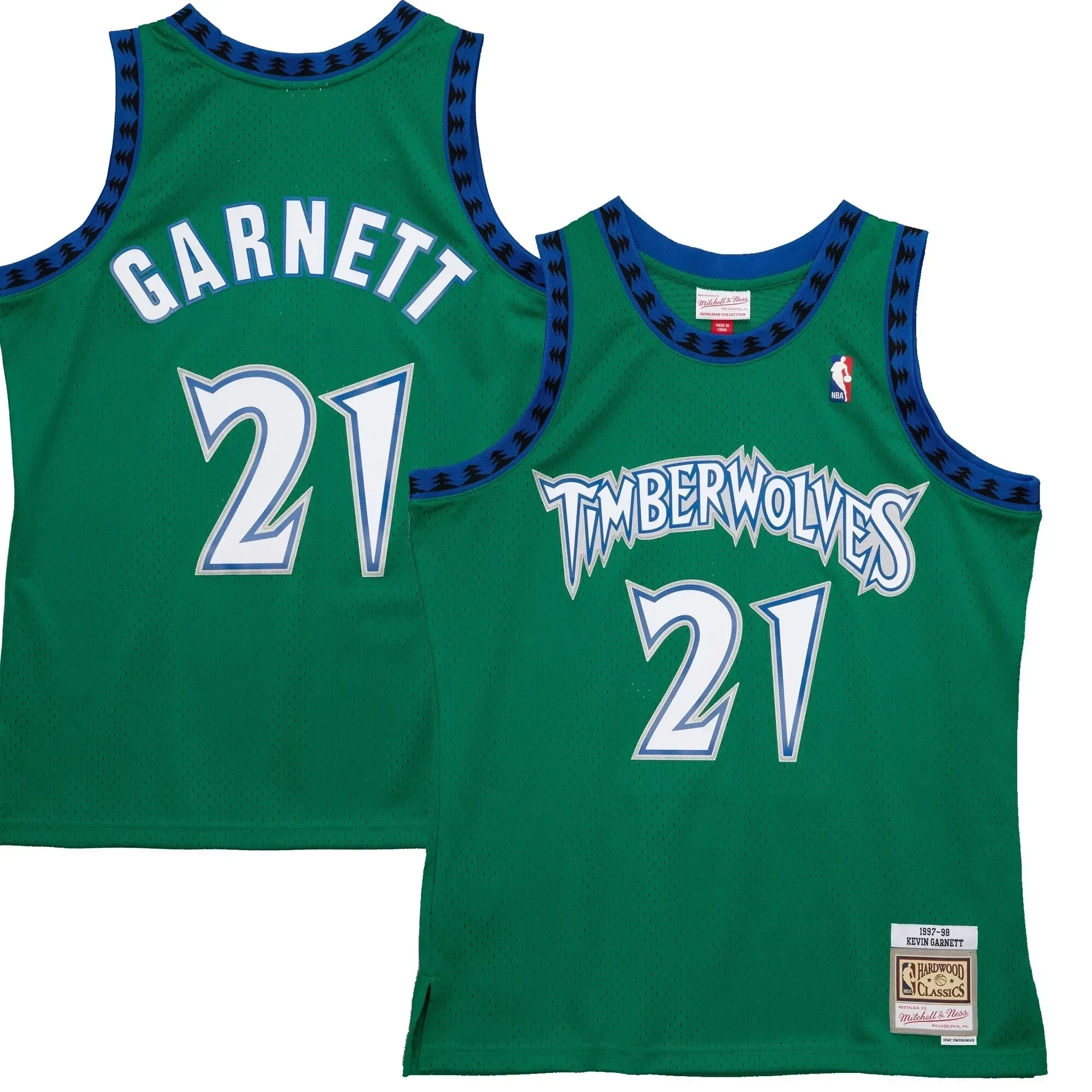 Kevin Garnett Minnesota Timberwolves Mitchell Ness 1997-98 Hardwood Classics Reload 2.0 Swingman Green NBA Jersey Men's