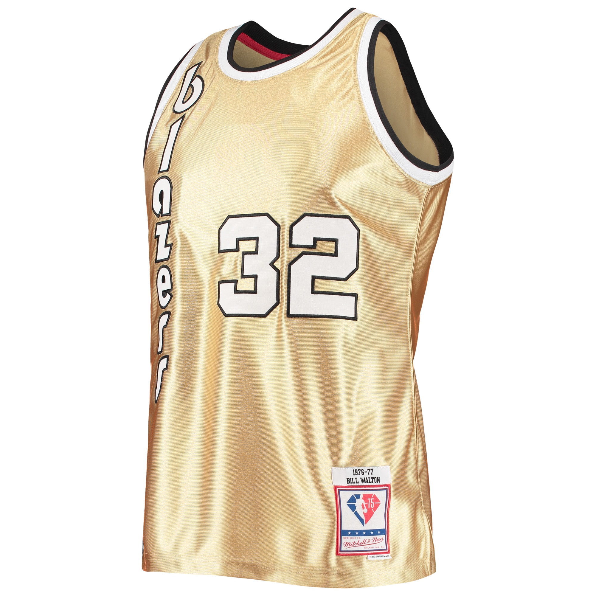 Mitchell Ness Bill Walton Gold Portland Trail Blazers 75th Anniversary 1976/77 Hardwood Classics Swingman NBA Jersey Men's