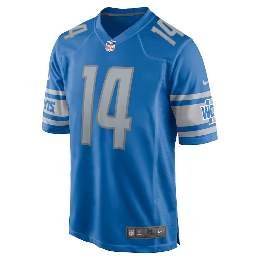 Amon-Ra St. Brown 14 Detroit Lions Game Blue NFL Jersey Men's