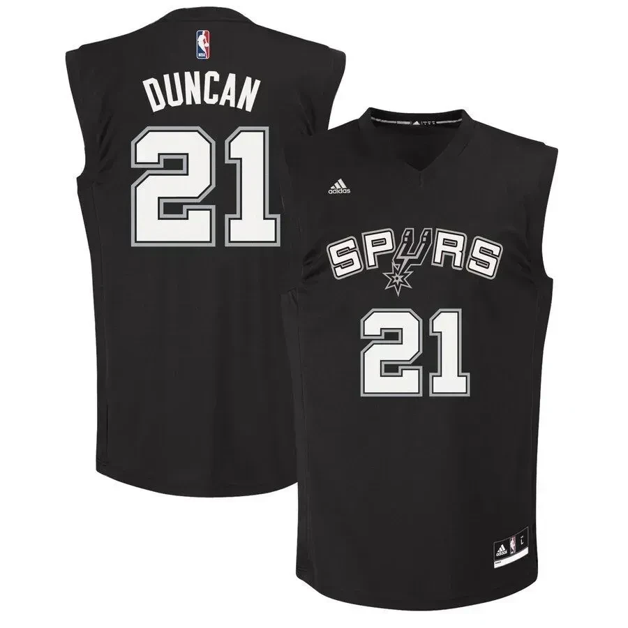 Tim Duncan San Antonio Spurs Fashion Black NBA Jersey Men's