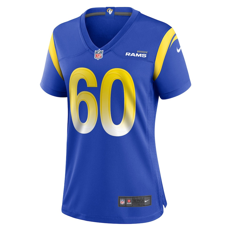 Logan Bruss 60 Los Angeles Rams Game Royal NFL Jersey Women's