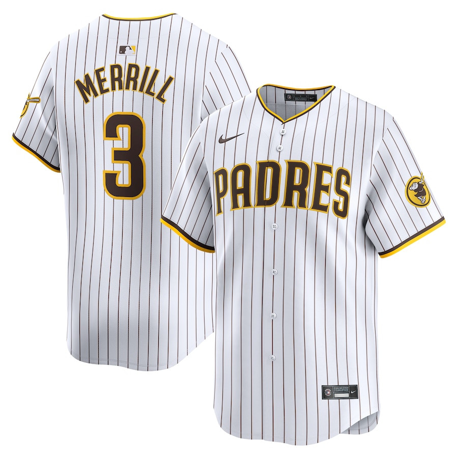 Jackson Merrill 3 San Diego Padres Home Limited White MLB Jersey Men's