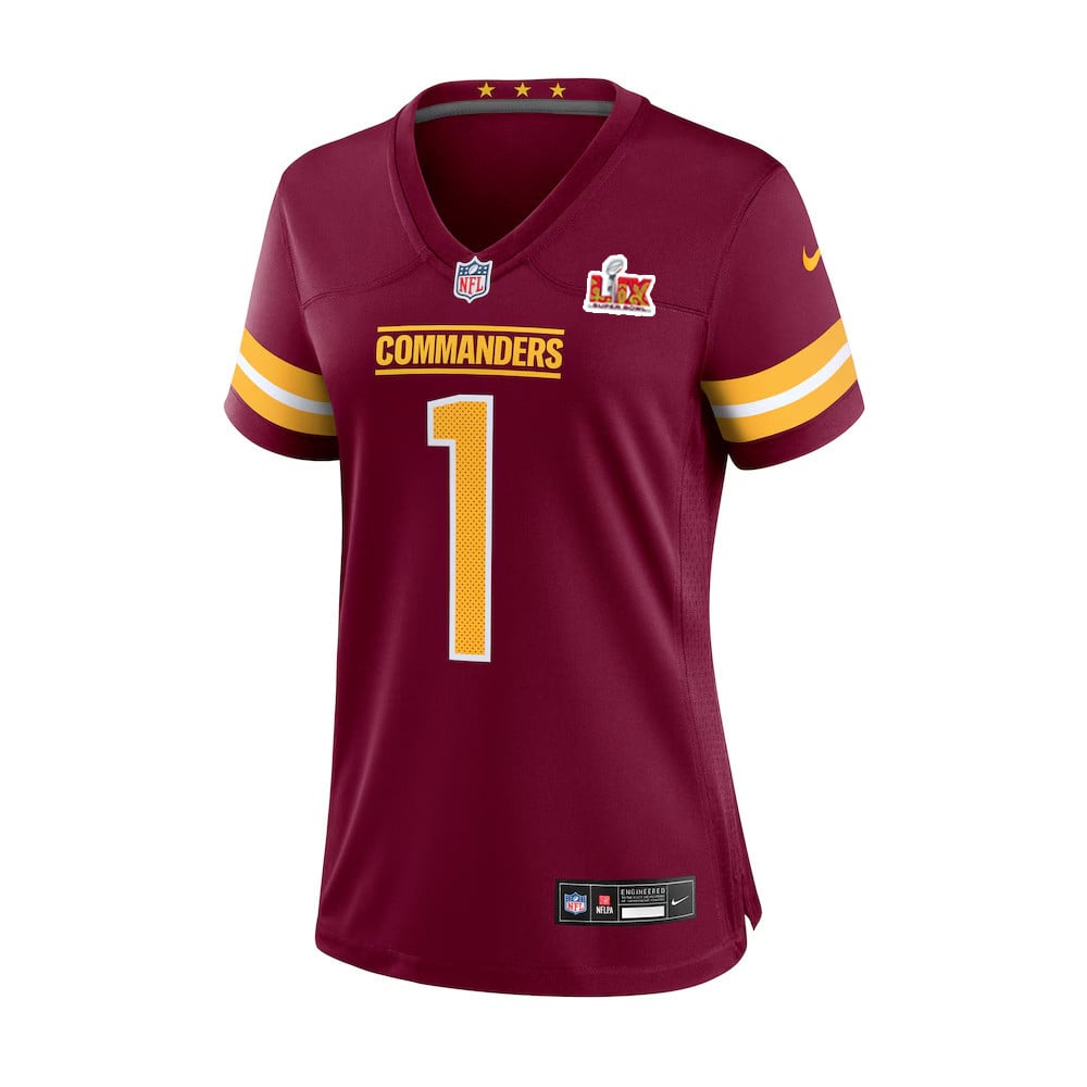 Noah Igbinoghene #1 Washington Commanders Super Bowl LIX Burgundy NFL Jersey Women's