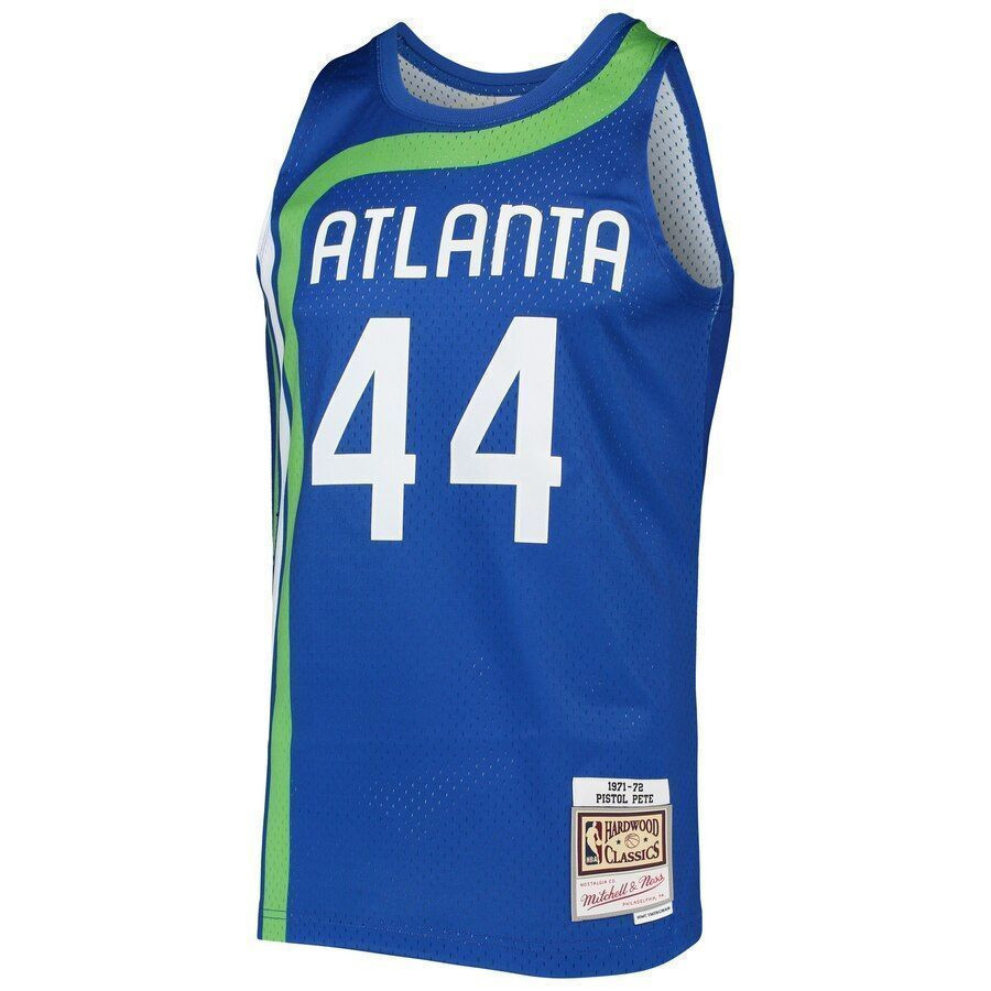 Pete Maravich Atlanta Hawks Mitchell Ness 1971-72 Hardwood Classics Swingman Blue NBA Jersey Men's