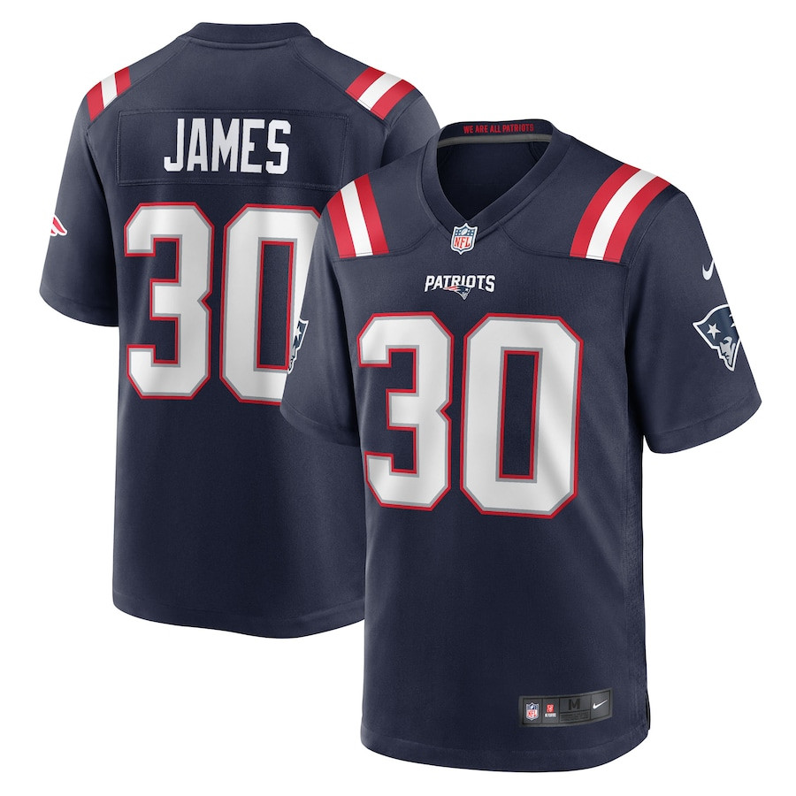D.J. James 30 New England Patriots Team Game Navy NFL Jersey Men's