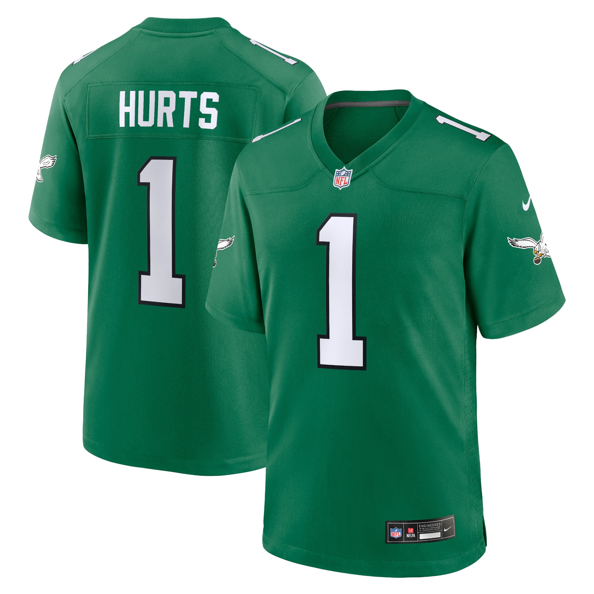 Philadelphia Eagles Jalen Hurts Kelly Green Alternate Game Player NFL Jersey Men's
