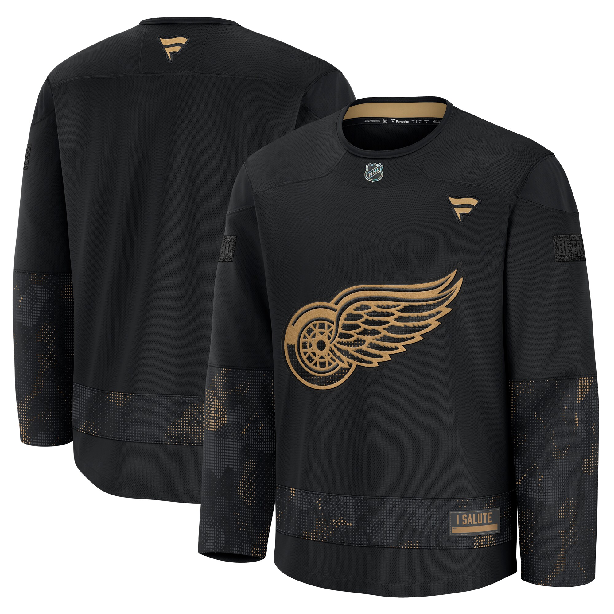 Detroit Red Wings Black 2024 Military Appreciation Practice NHL Jersey Men's