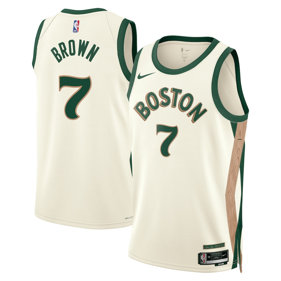 Jaylen Brown 7 Boston Celtics 2023/24 City Edition Swingman White NBA Jersey Men's