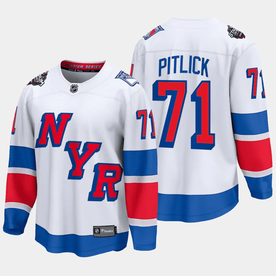 Tyler Pitlick 71 New York Rangers 2024 Stadium Series Patch Breakaway White NHL Jersey Men's