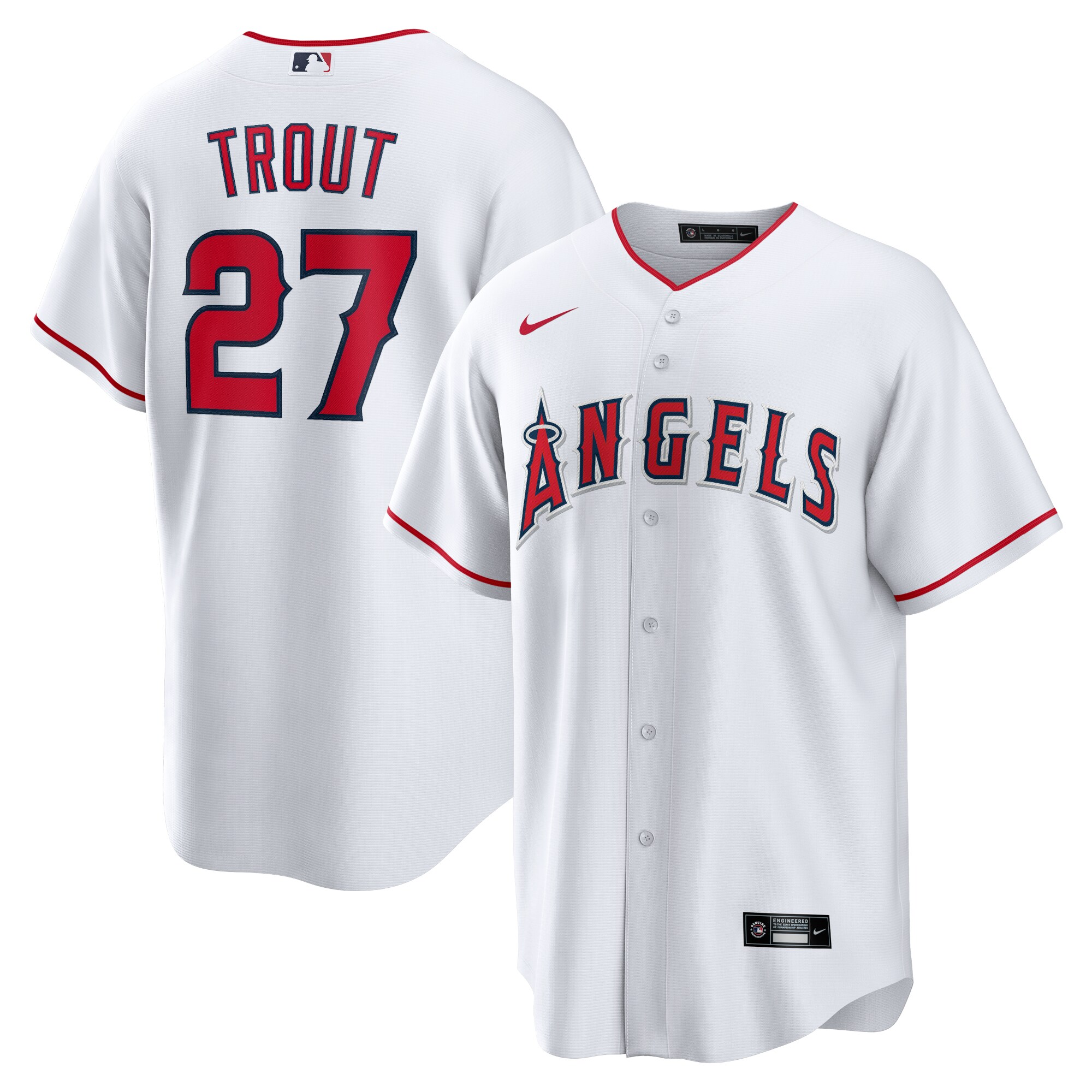 Los Angeles Angels Mike Trout White Home Player Name MLB Jersey Men's