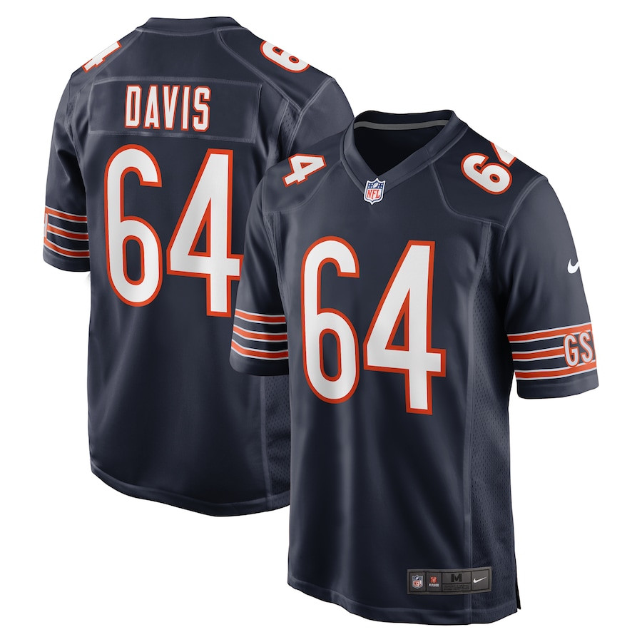 Nate Davis 64 Chicago Bears Game Navy NFL Jersey Men's