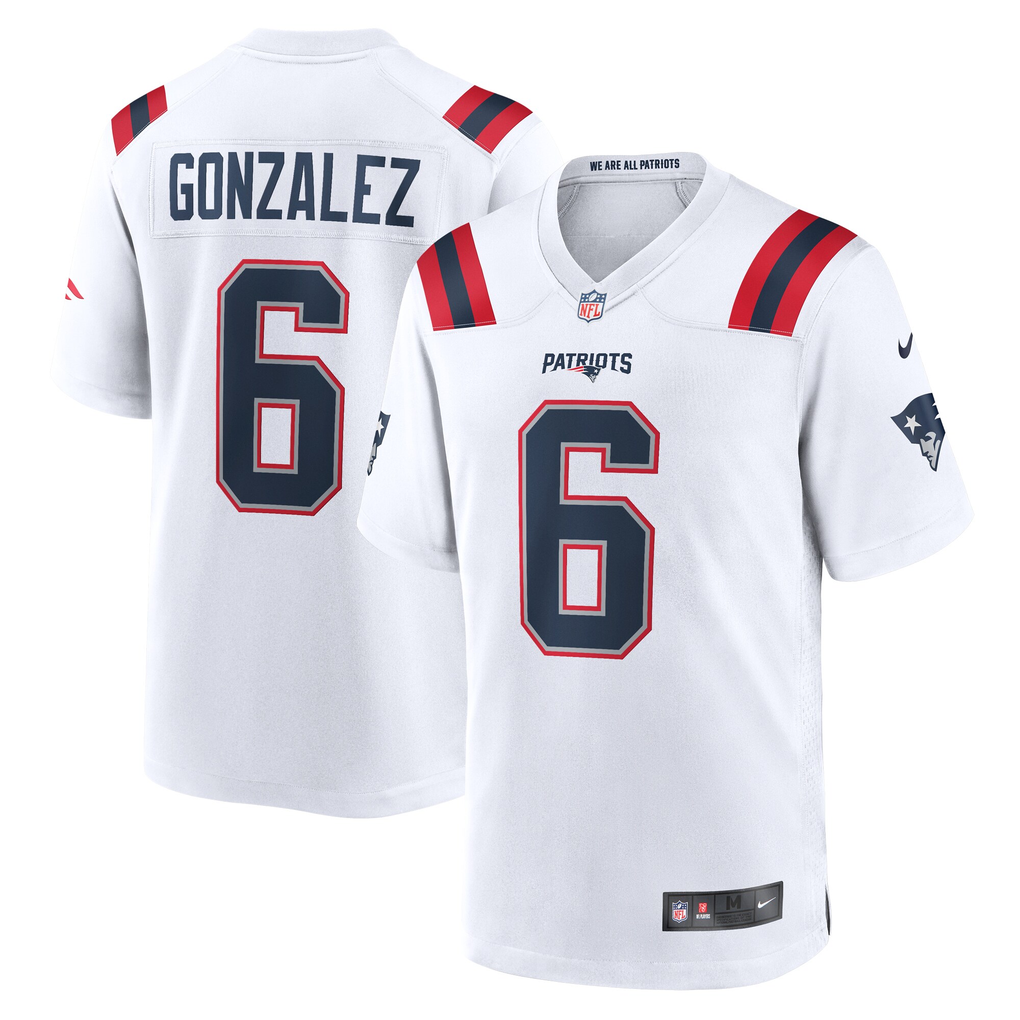 New England Patriots Christian Gonzalez White Game NFL Jersey Men's