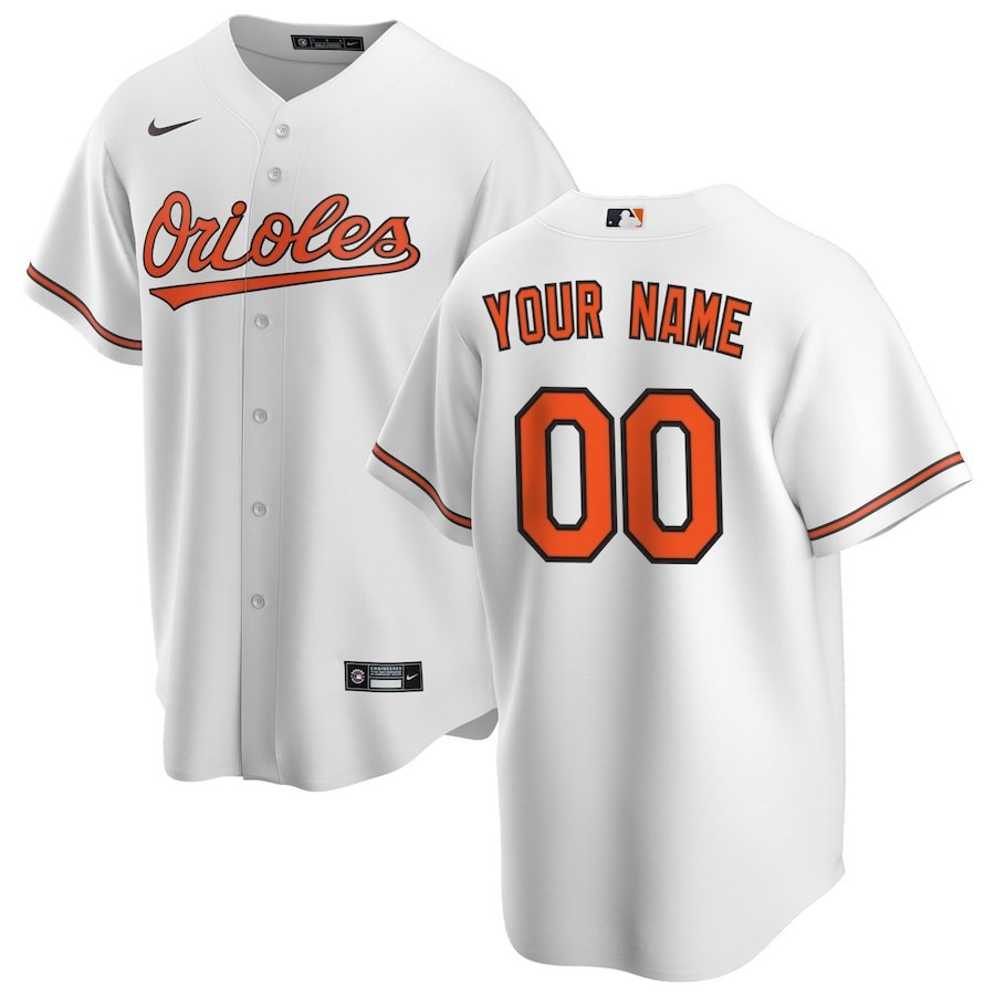 Baltimore Orioles Home Custom White MLB Jersey Men's