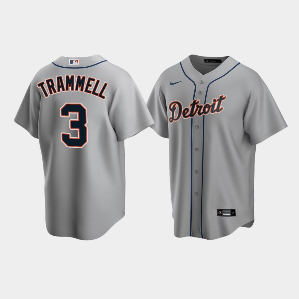 Detroit Tigers 3 Alan Trammell Gray Road MLB Jersey Men's