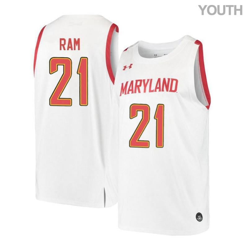Under Armour 21 Varun Ra White Retro Maryland Terrapins NCAA Jersey Youth