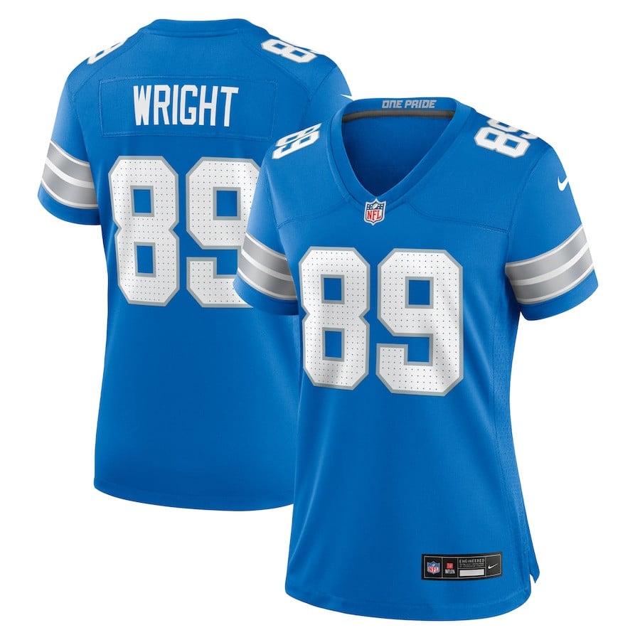 Brock Wright 89 Detroit Lions Team Game Blue NFL Jersey Women's