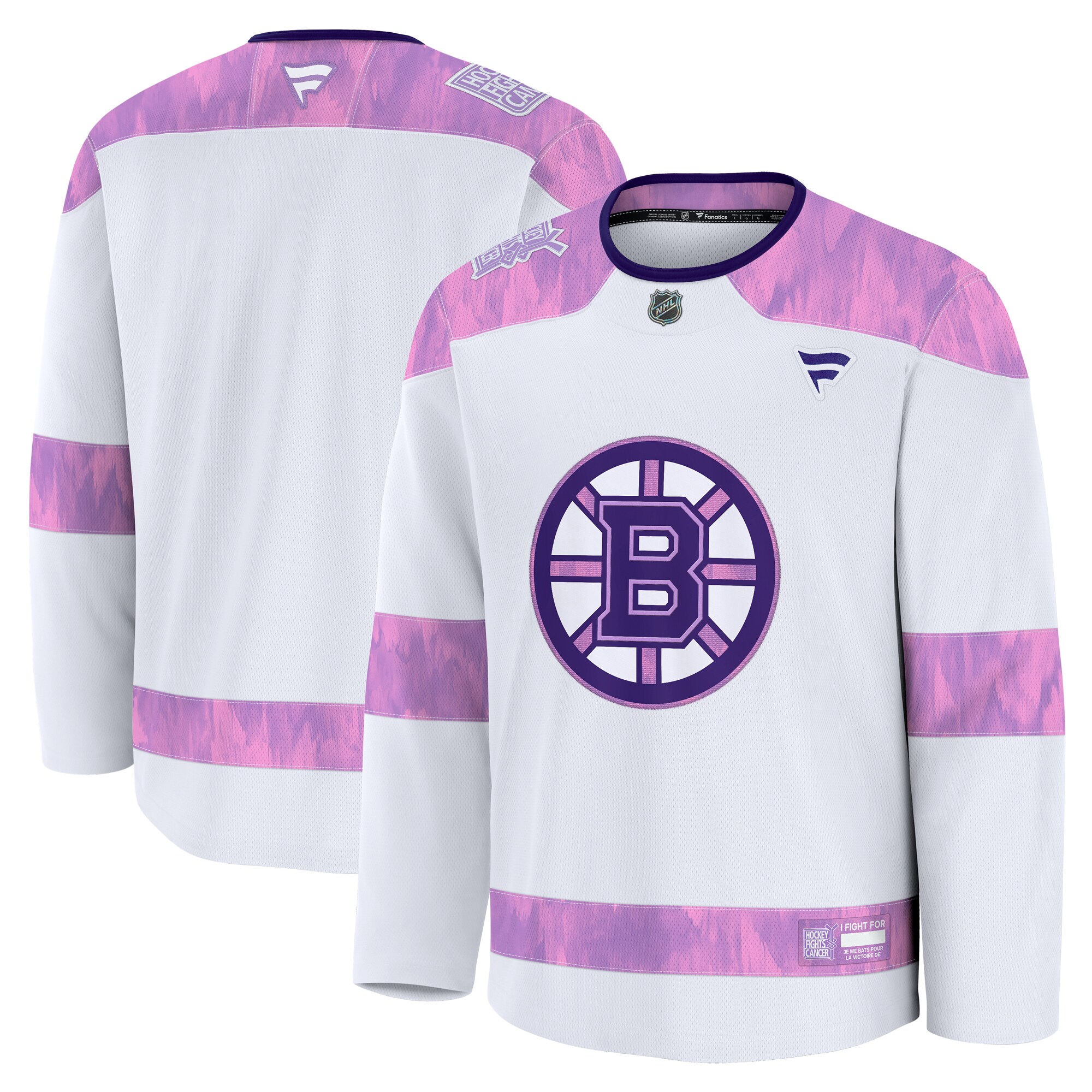 Boston Bruins White 2024 Fights Cancer Practice NHL Jersey Men's