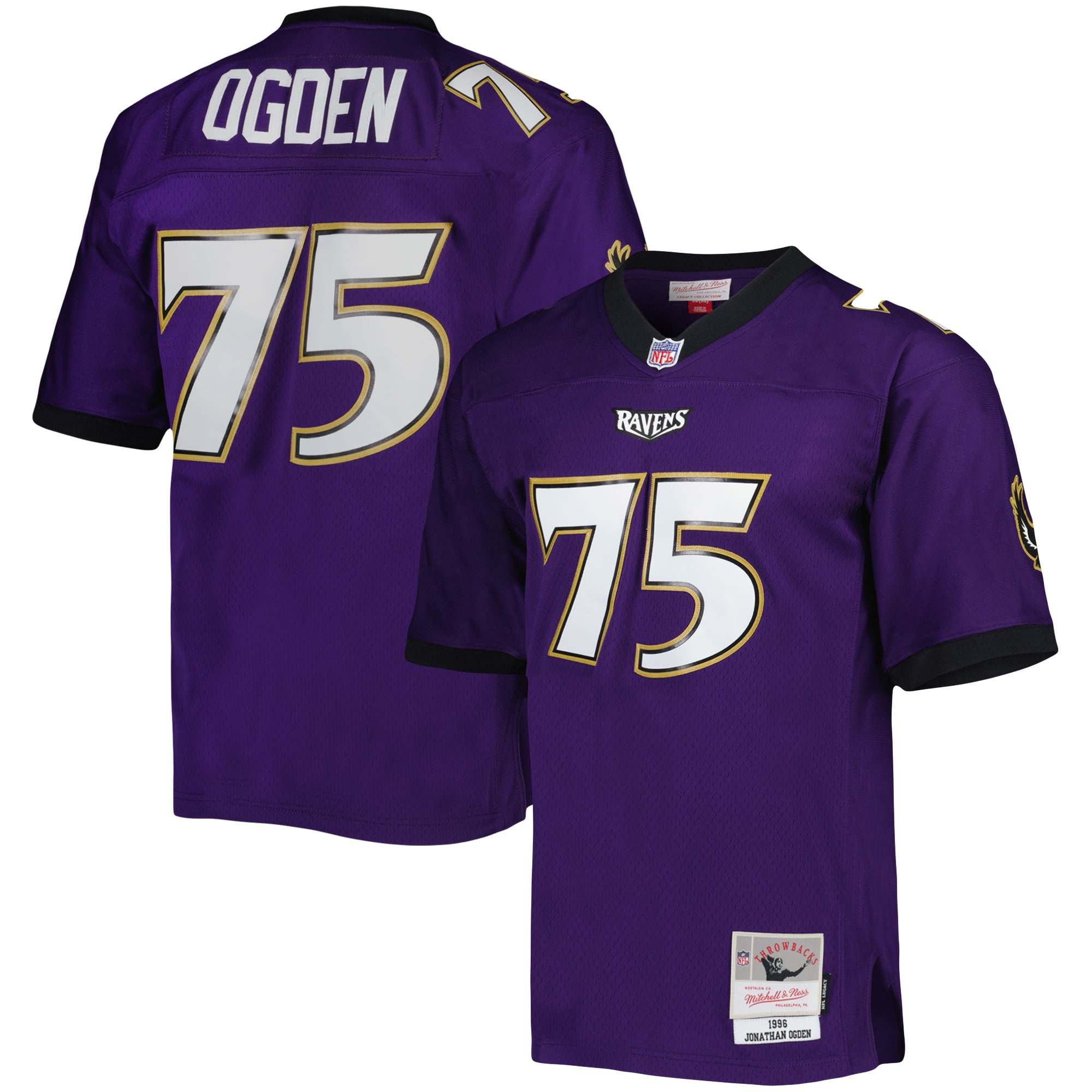 Baltimore Ravens Jonathan Ogden Mitchell Ness Purple Legacy NFL Jersey Men's