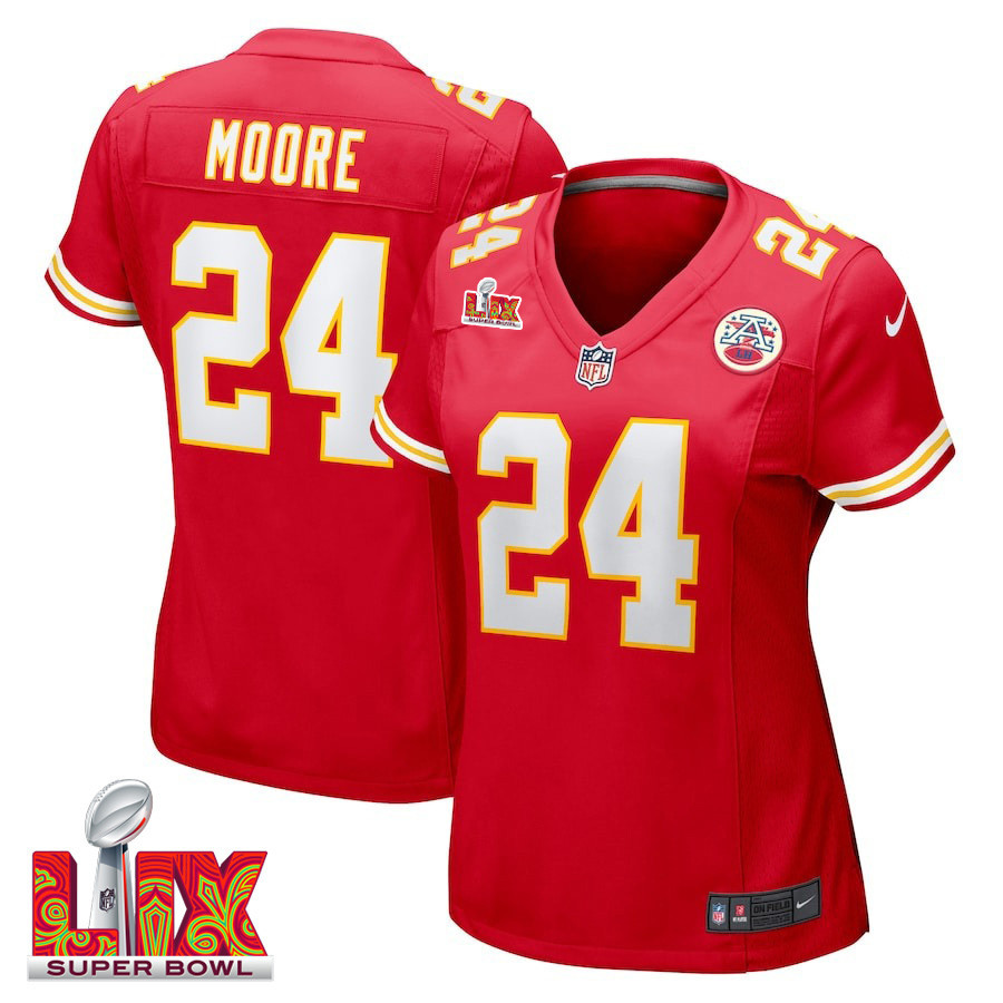 Skyy Moore #24 Kansas City Chiefs Super Bowl LIX Red NFL Jersey Women's