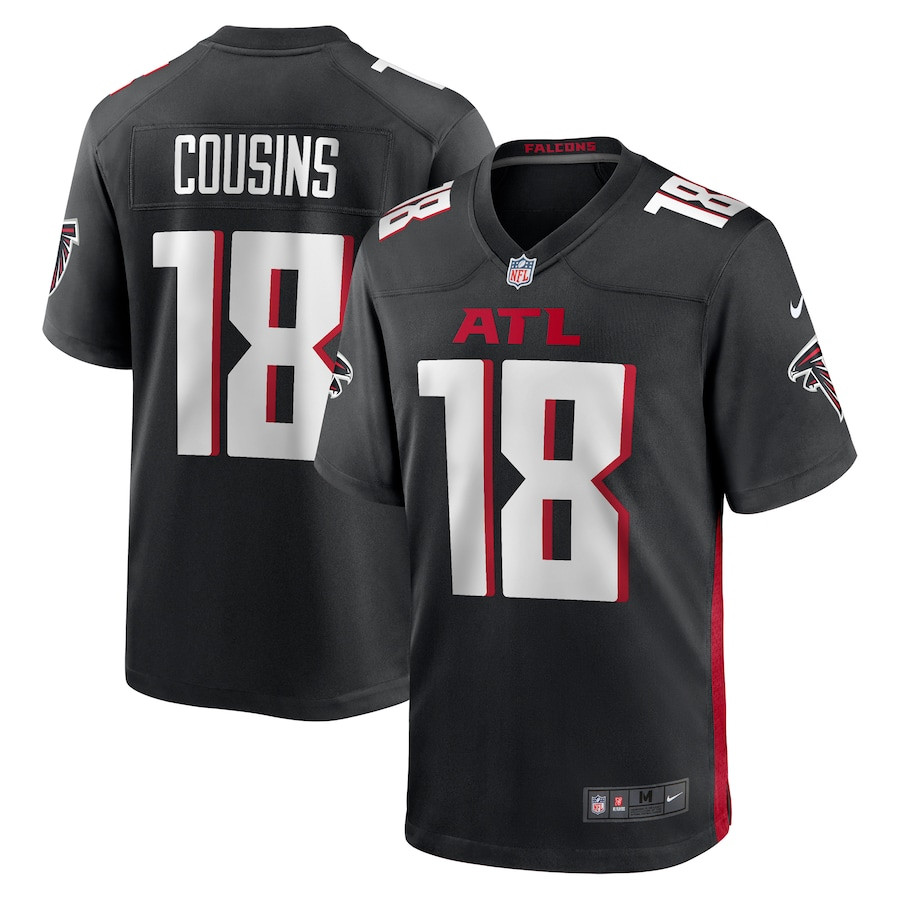 Kirk Cousins 18 Atlanta Falcons Game Black NFL Jersey Men's
