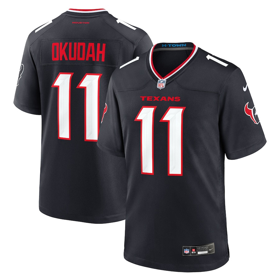 Jeff Okudah 11 Houston Texans Team Game Navy NFL Jersey Men's