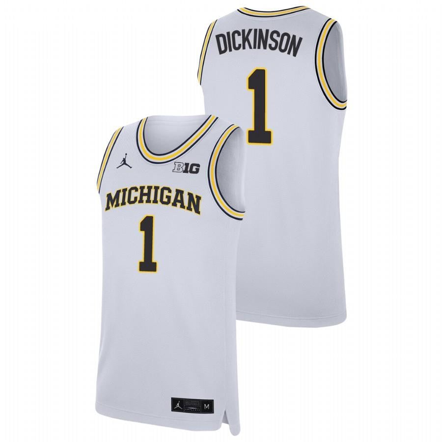Hunter Dickinson 1 Michigan Wolverine White College NCAA Jersey Men's