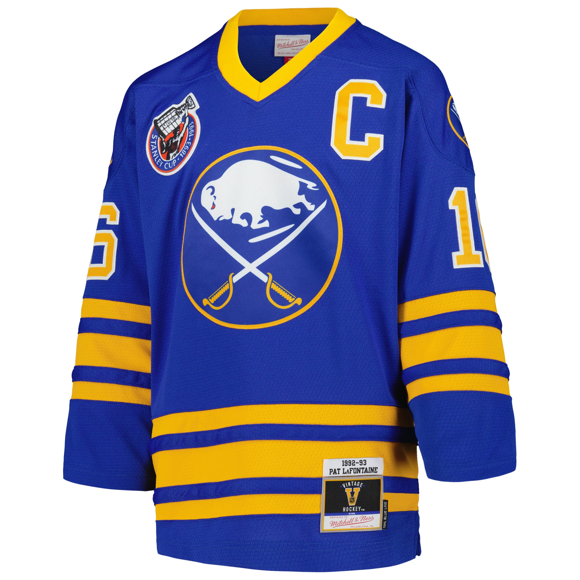 Buffalo Sabres Pat LaFontaine Mitchell Ness Royal 1992 Blue Line Player NHL Jersey Youth