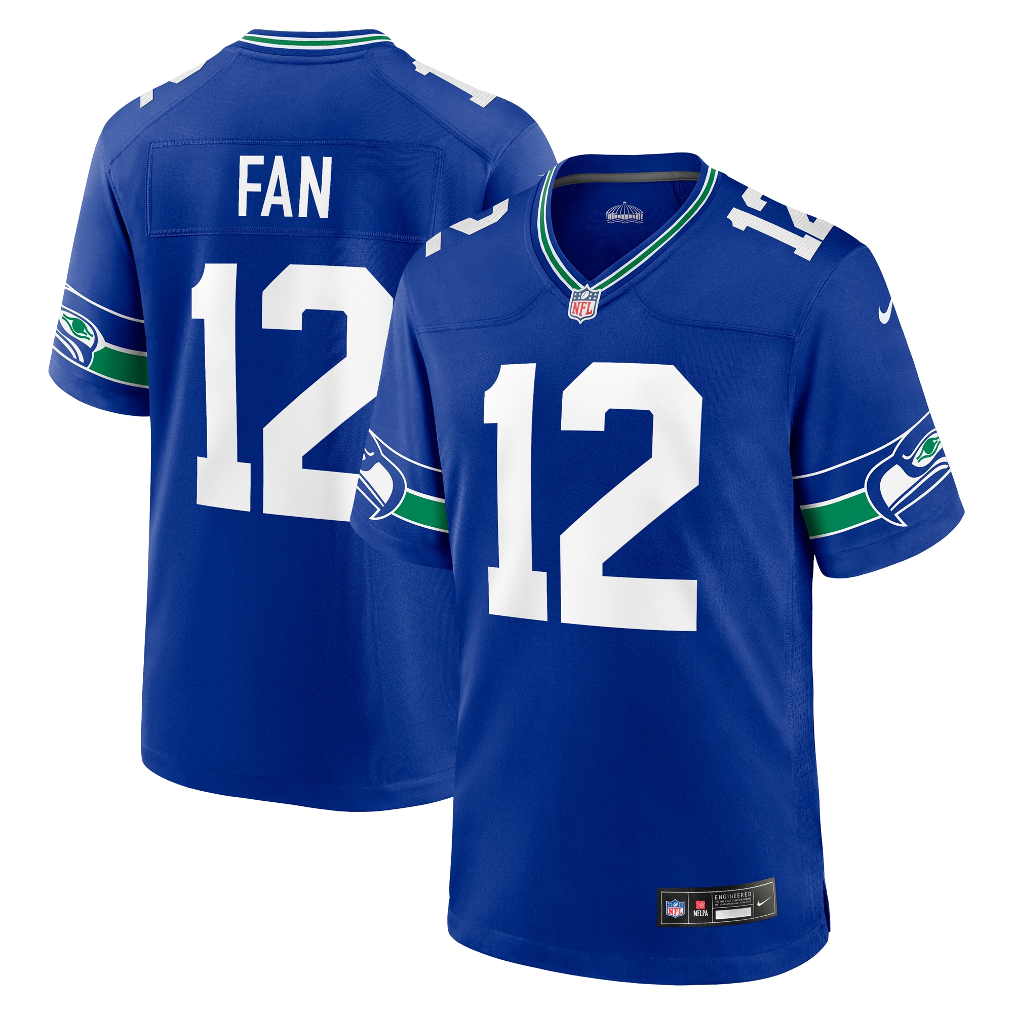 Seattle Seahawks 12s Royal Throwback Player Game NFL Jersey Men's