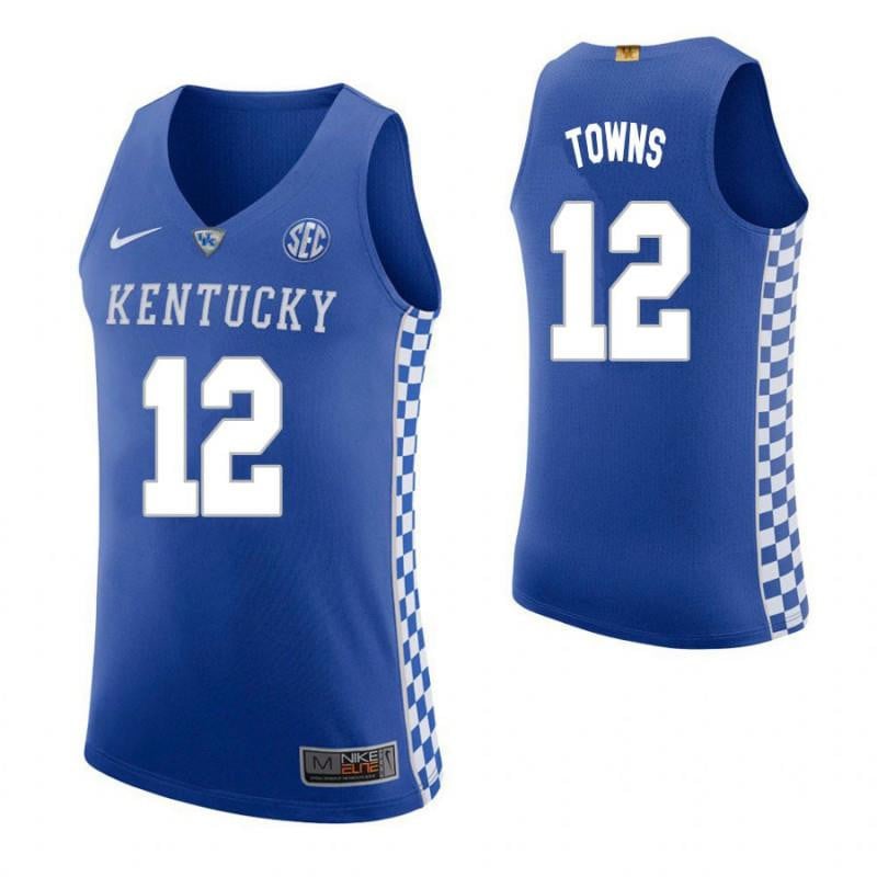 12 Karl-Anthony Towns Home Blue Elite Kentucky Wildcats NCAA Jersey Men's