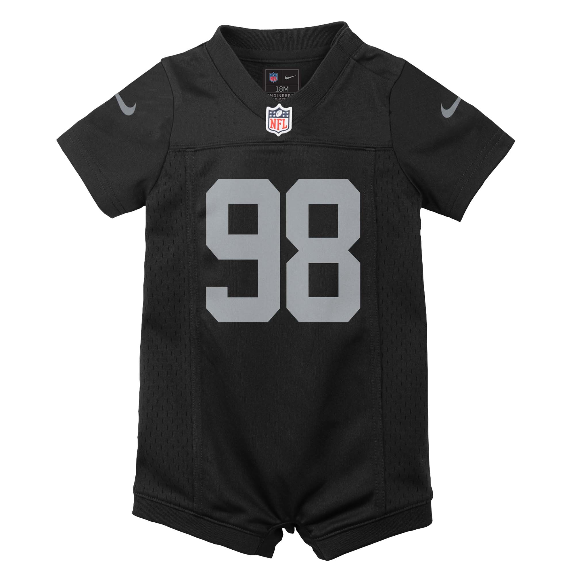 Newborn Infant Las Vegas Raiders Maxx Crosby Black Game Romper NFL Jersey Men's