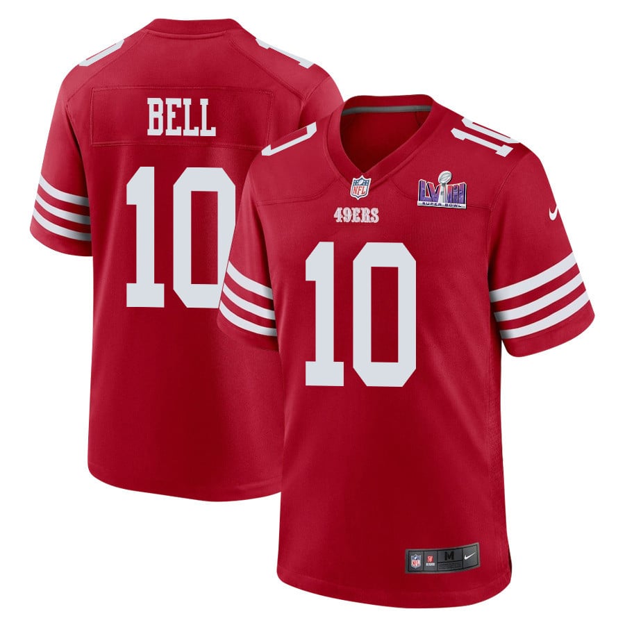 Ronnie Bell 10 San Francisco 49ers Super Bowl LVIII Patch Game Scarlet NFL Jersey Men's