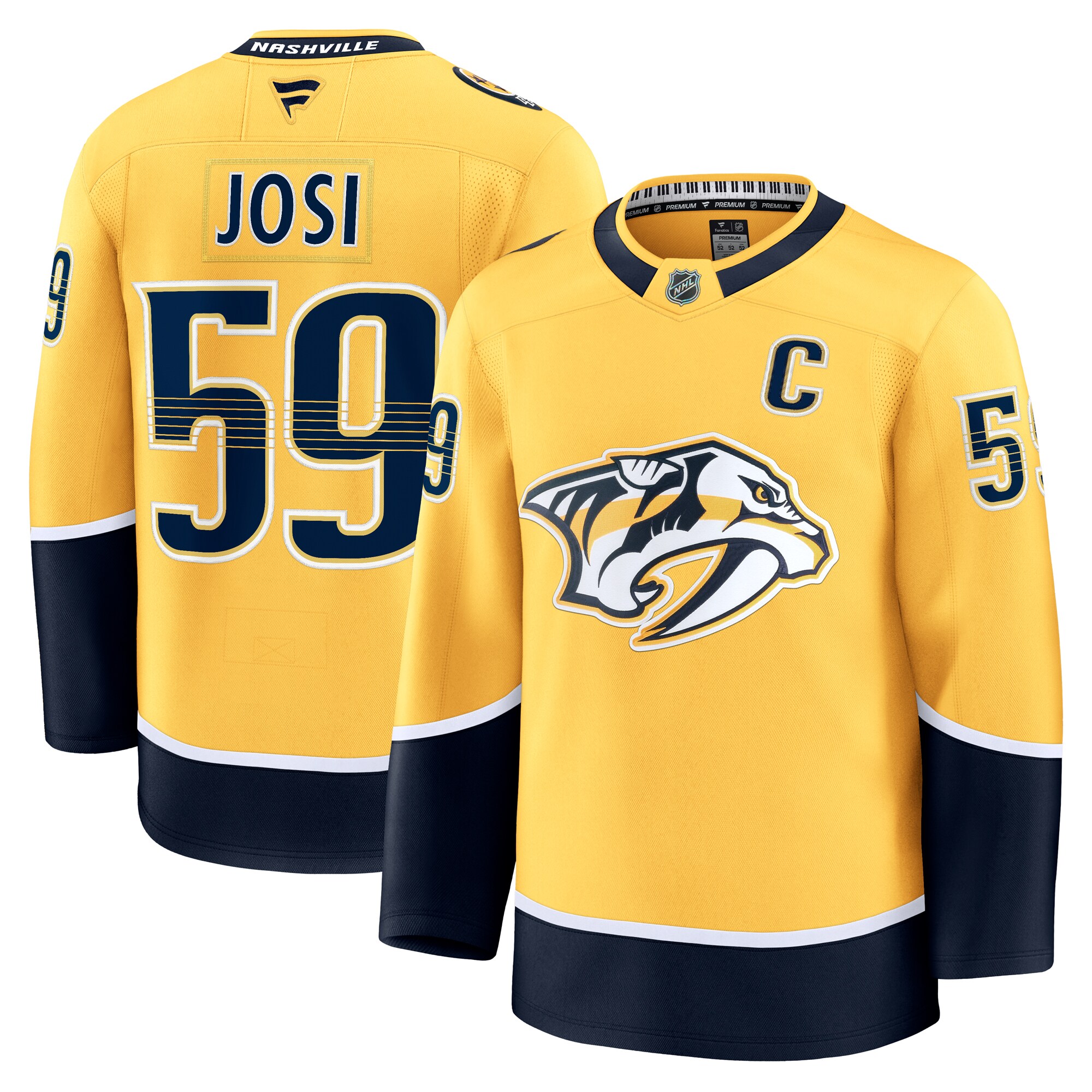 Nashville Predators Roman Josi Yellow Home Premium NHL Jersey Men's